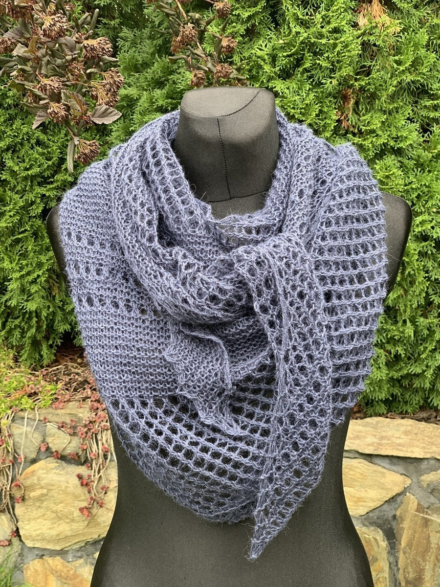 Hand-Knitted Shawl in 100% Alpaca Wool – CHOOSE YOUR COLOR