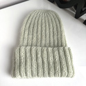 MARGARET Handmade Turn-Up Beanie Alpaca Mohair and Silk 9030/47 Lody Pistacjowe