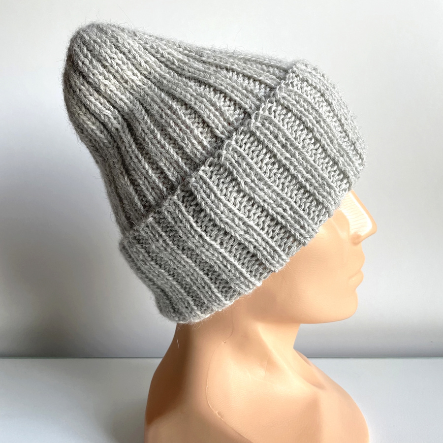 LAURIN Turn-Up Beanie 100% Alpaca 9020 perłowo szary jasny