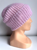 AUREA – ręcznie robiona czapka beanie baby merino + moher i jedwab damska/dziecięca 05/03 Jasny Róż