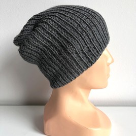 NANA – czapka beanie z wełny baby merino 20 ciemny szary, jesienno-zimowa
