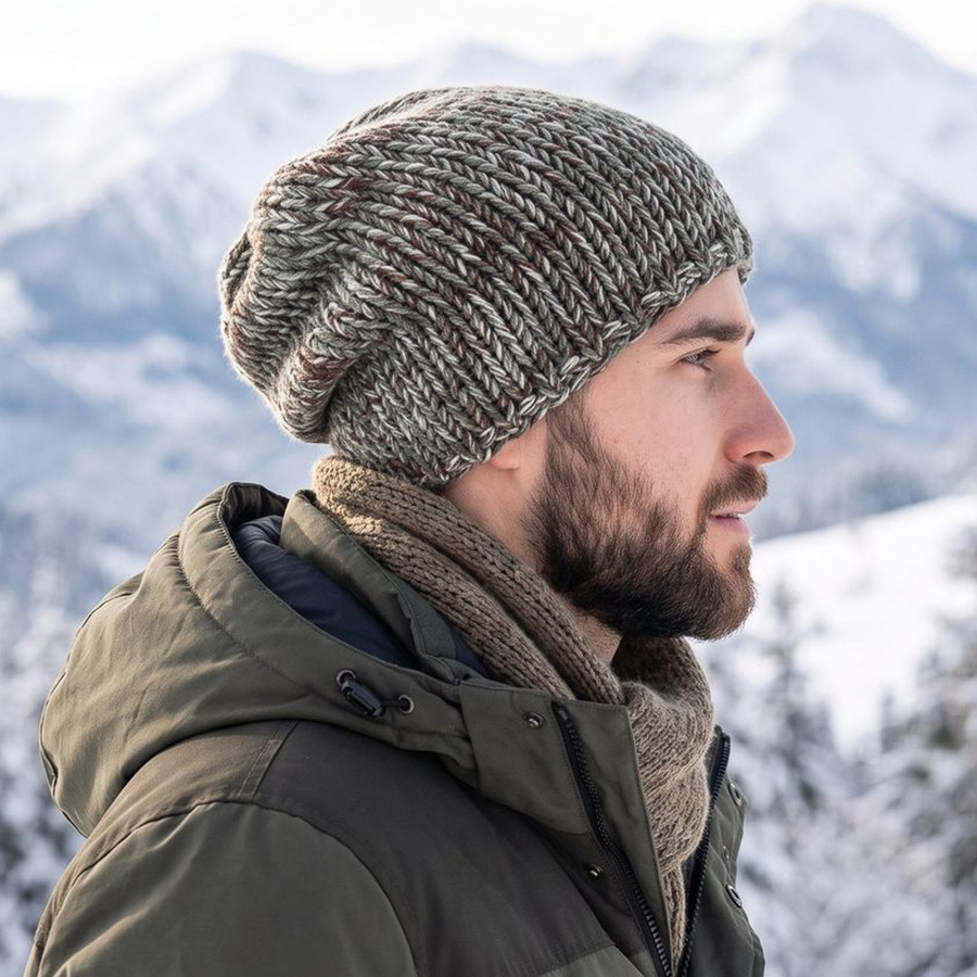 38 Oliwka – czapka smerfetka z baby merino zimowa, ręcznie robiona