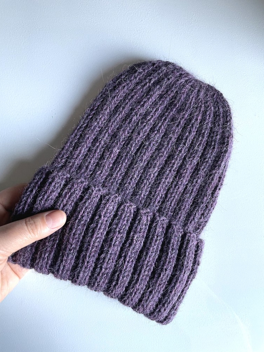LAURIN Turn-Up Beanie 100% Alpaca 9023 Fioletowa Mgiełka