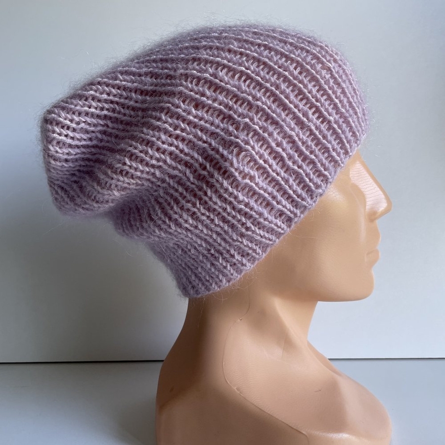 Handmade women's hat AUREA 100% baby merino plus mohair and silk 54/09 Powder Pink