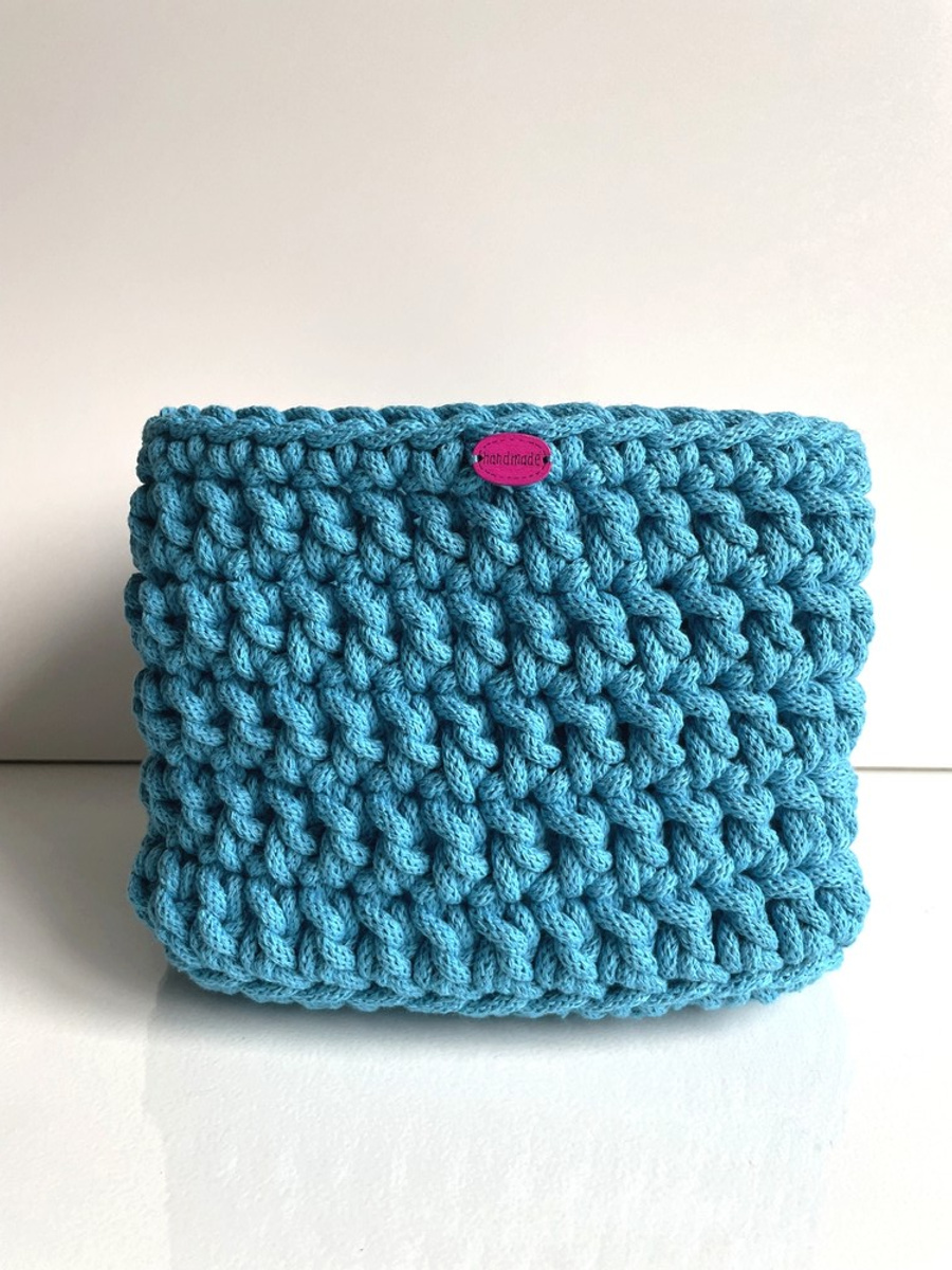 Koszyk ze sznurka bawełnianego dno 20x20, wysokość 15 cm Turkus 430
