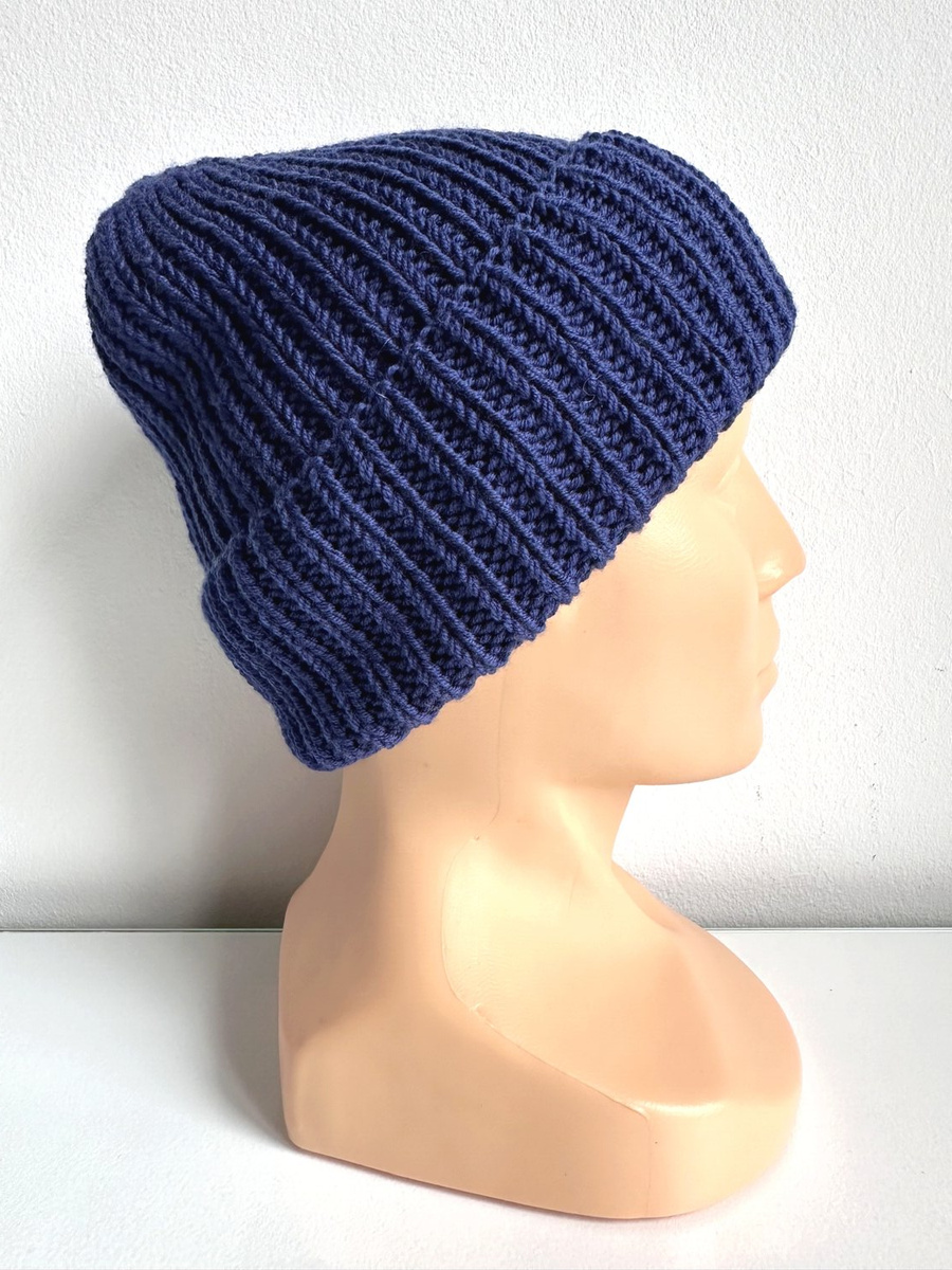 NANA – czapka beanie wywijana z wełny 100% baby merino 30 Niebieski