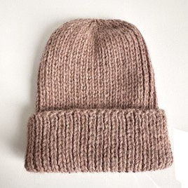 KIARA Turn-Up Beanie 100% Alpaca 618 Nugat
