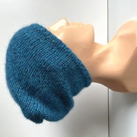 CHMURKA – czapka z alpaki ręcznie robiona 11 zielono niebieski