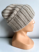 Ręcznie robiona czapka beanie MIRA 100% Merino plus moher i jedwab 13 dżins