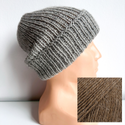 Czapka wywijana zrobiona ręcznie na drutach KIARA 100% Alpaka 501 Jasny Szary