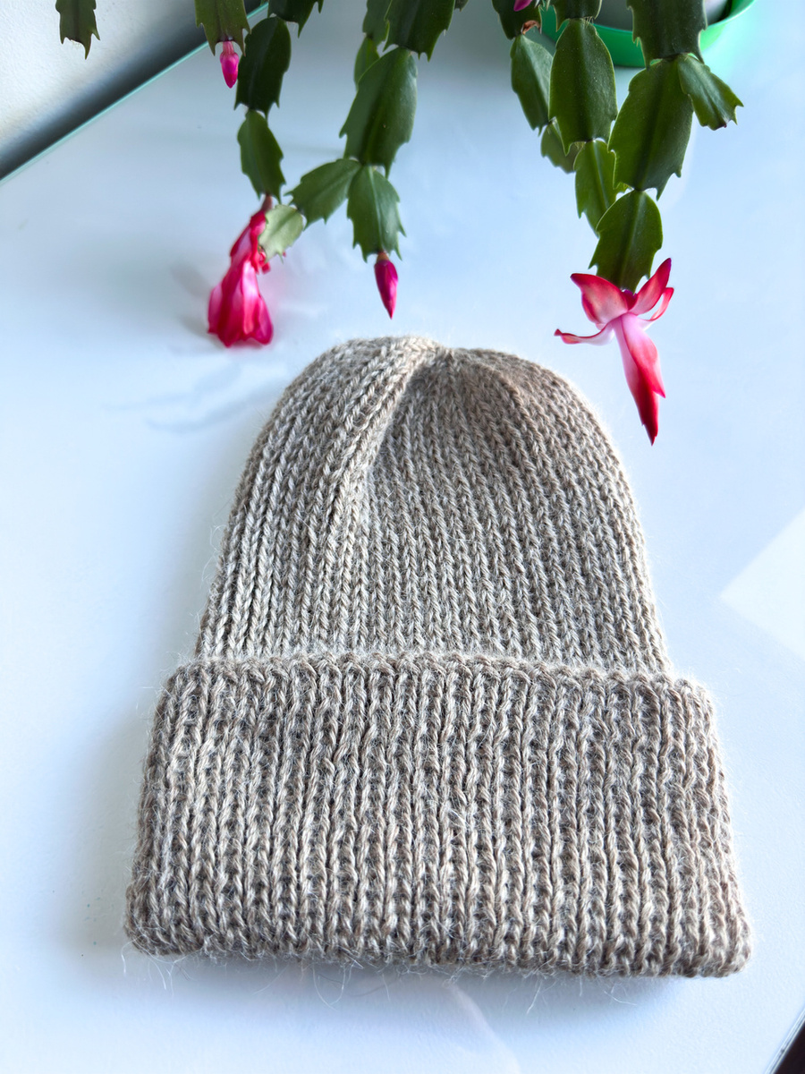 KIARA – czapka wywijana z alpaki 100% 9028 tarta cytrynowa, jesienno-zimowa