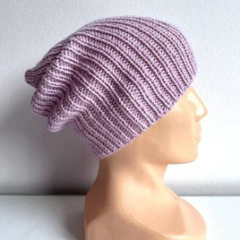 NANA – czapka beanie z wełny 100% baby merino 26 jasny stary róż jesienno-zimowa