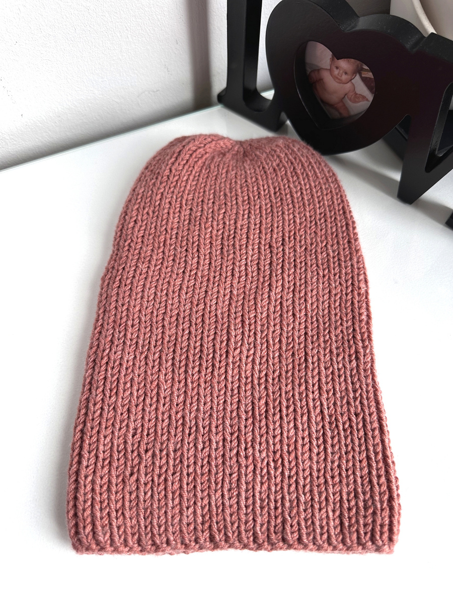 NANA – czapka beanie z wełny baby merino 48 Blush jesienno-zimowa