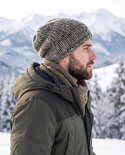 38 Oliv Beanie-Mütze aus Baby-Merinowolle handgemacht winterlich