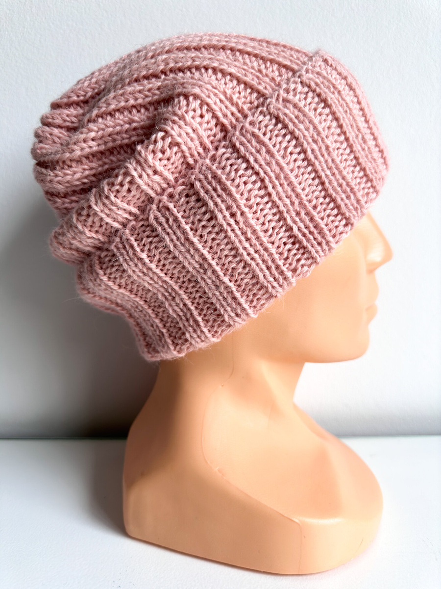 LAURIN Mütze mit Umschlag 100% Alpaka 9033 Lody Truskawkowe Rosa