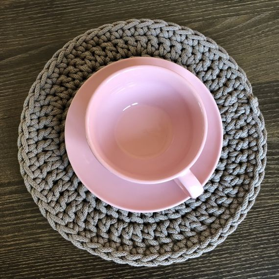 Sweterek, ocieplacz na świecę niebieskiPodkładka pod kubek ze sznurka bawełnianego 22 cm pomarańczowy