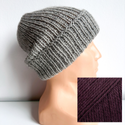 KIARA Turn-Up Beanie 100% Alpaca 9044 ciemne winogrona