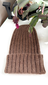 Ręcznie robiona czapka beanie MIRA 100% Merino plus moher i jedwab 14/15 Brąz