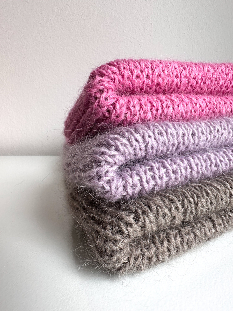 AUREA – cienka czapka beanie handmade baby merino + moher i jedwab damska/dziecięca 60/55 Lawendowy Szron