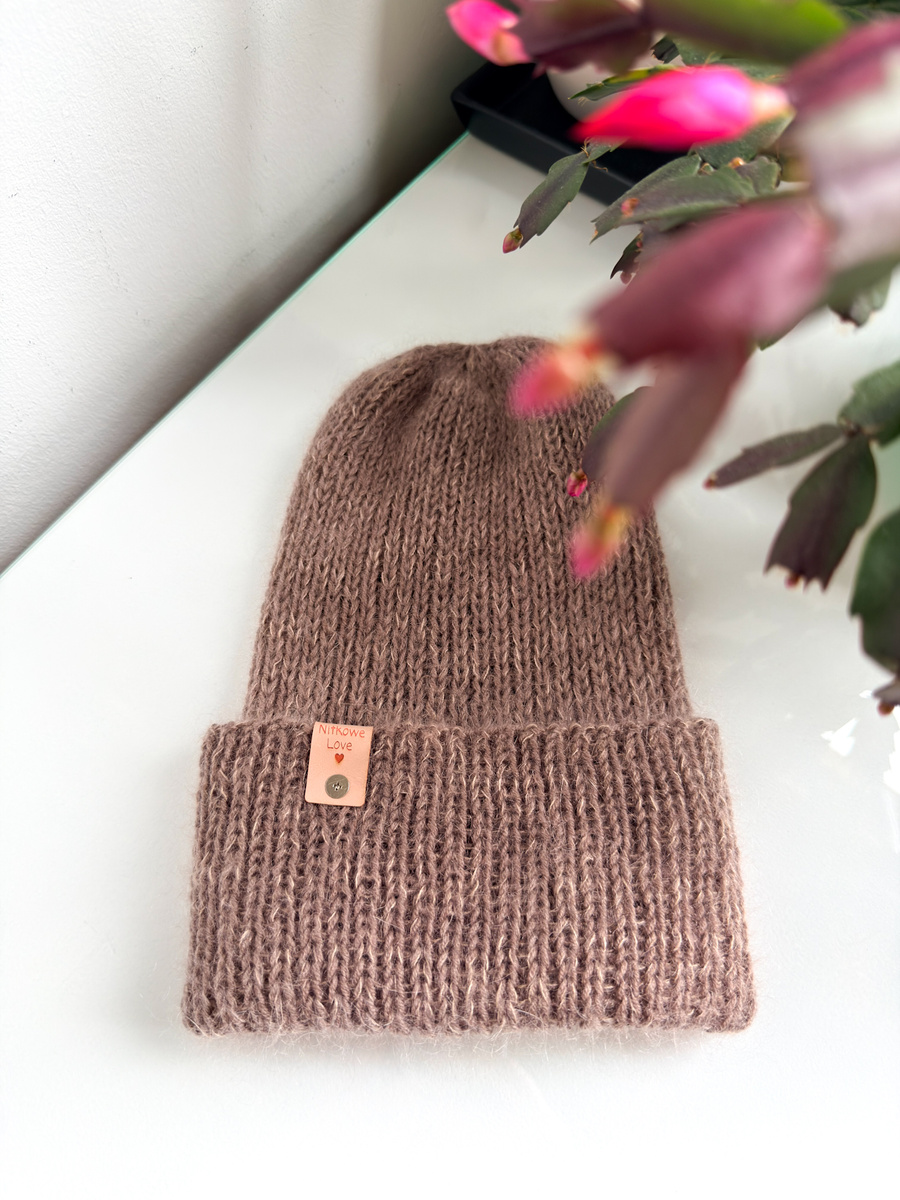 AUREA – ręcznie robiona czapka beanie baby merino + moher i jedwab damska / dziecięca 17/41 Beż