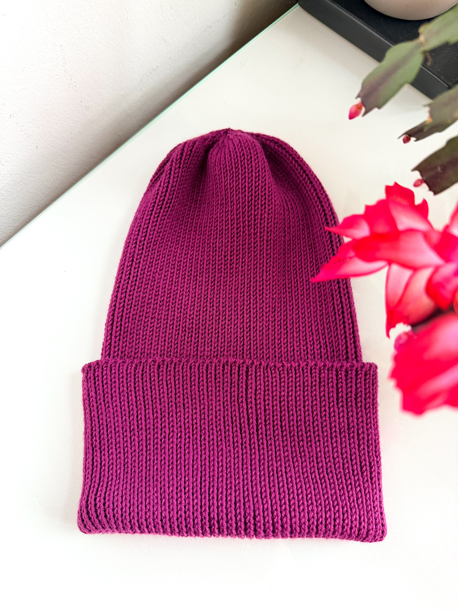 VARELLA – czapka beanie z wełny merino 100% baby merino 34 Wrzos jesienno‑zimowa