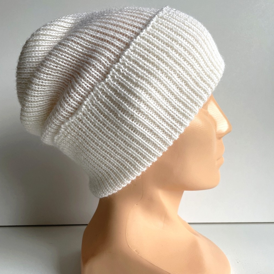 HELEN Turn-Up Beanie 100% Alpaca 101 White