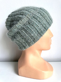 DAISY – czapka beanie z ręcznie farbowanego baby merino + moher i jedwab Szałwia