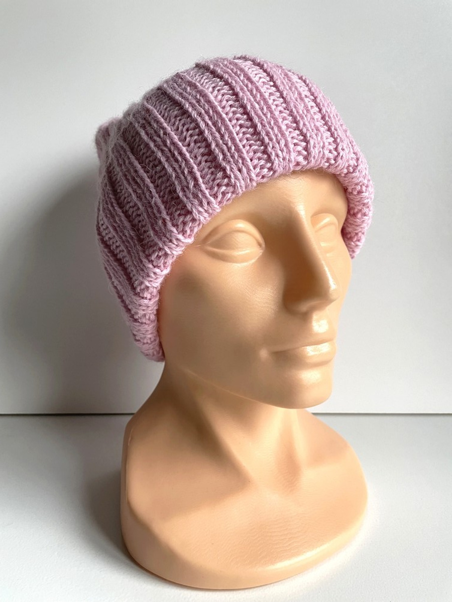 LAURIN – czapka z alpaki wywijana damska 3140 jasny róż