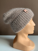 AUREA – ręcznie robiona czapka beanie wełniana merino z moherem damska/dziecięca 23/20 Jasny Beż
