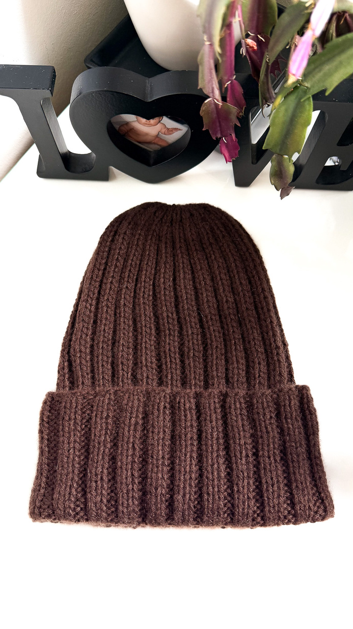 MARLA Turn-Up Cashmere Beanie 100% Cashmere 643 Cacao