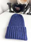 LAURIN Mütze mit Umschlag aus 100% Alpaka 5575 Navy