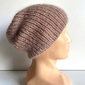 Handmade women's hat AUREA 100% Baby Merino plus mohair and silk 49/41 Desert Rose