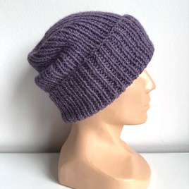 KIARA – czapka wywijana z alpaki 100% damska 4434 Ametyst zimowa