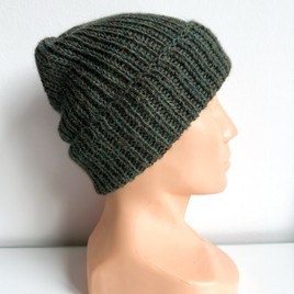 KIARA – czapka wywijana z alpaki 100% 7815 Leśny mix, jesienno-zimowa