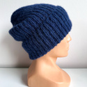 MORGANA – ręcznie robiona czapka damska alpaka + jedwab 5575/39 granatowy