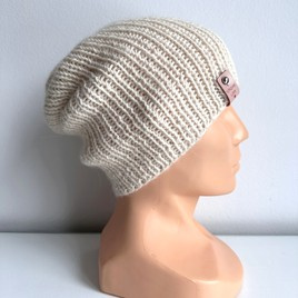 KIARA – czapka z alpaki 100% damska 100 Ecru beanie zimowa