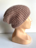Handmade women's hat AUREA 100% Baby Merino plus mohair and silk 49/41 Desert Rose