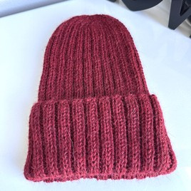 LAURIN Turn-Up Beanie 100% Alpaca 3650 Burgundy