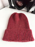 NANA – czapka beanie wywijana z wełny baby merino 51 bordowy jesienno-zimowa
