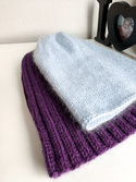SOPHIA – czapka beanie handmade baby merino + moher i jedwab damska 11/07 Błękitny Stalowy