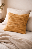 Poduszka ze sznurka bawełnianego KARO 270 Musztarda 40x40 cm
