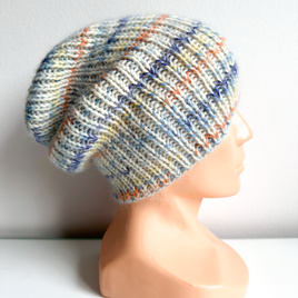 ALURA – ręcznie robiona ciepła czapka beanie merino + moher i jedwab damska 21/59 morski kapitan