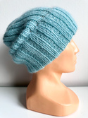 MARGARET Handmade Turn-Up Beanie Alpaca Mohair and Silk 2917/58 Turquoise