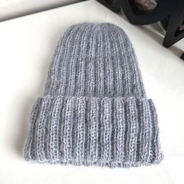 MARGARET – ręcznie robiona ciepła czapka z alpaki damska 9021/06 Mgła