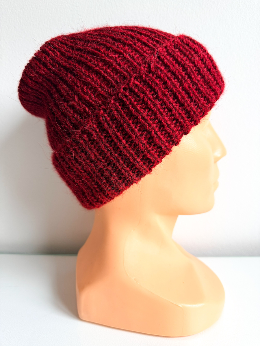 KIARA Mütze mit Umschlag 100% Alpaka 3650 Bordeaux