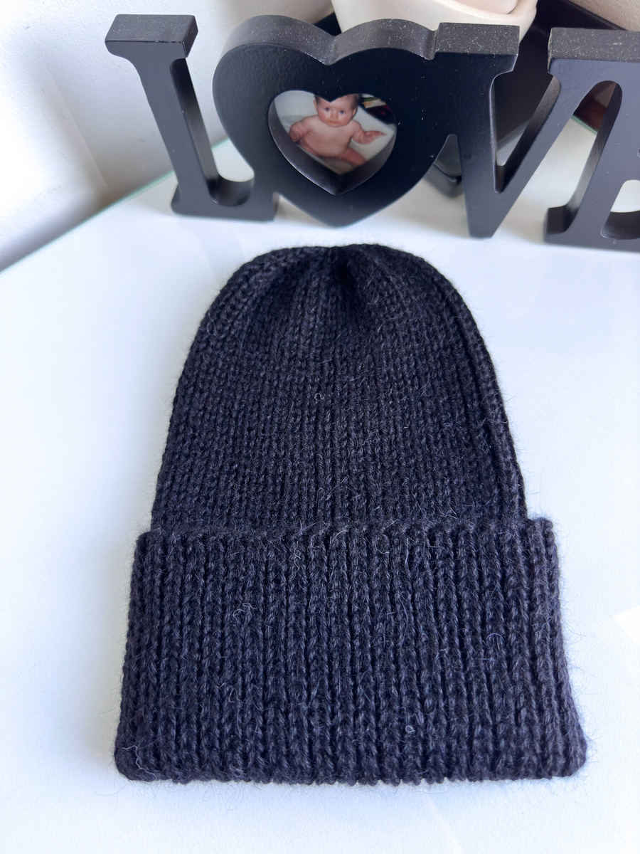 KIARA – czapka z alpaki damska 100% alpaka 8903 czarny, wywijana zimowa