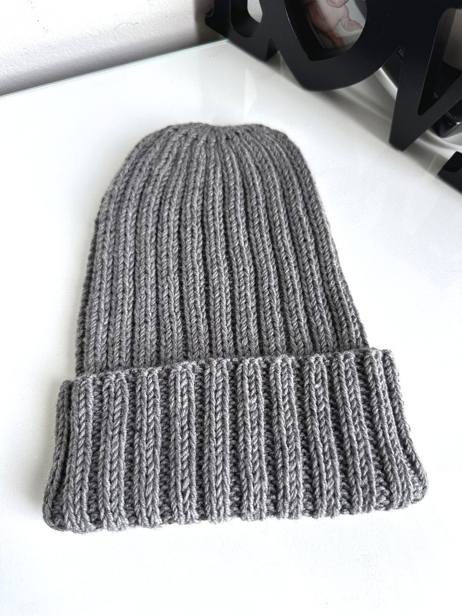 HELLI – wywijana czapka z wełny baby merino 19 Szary