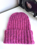 DAISY – czapka beanie handmade ręcznie farbowane baby merino + moher i jedwab damska Malinowy Sorbet