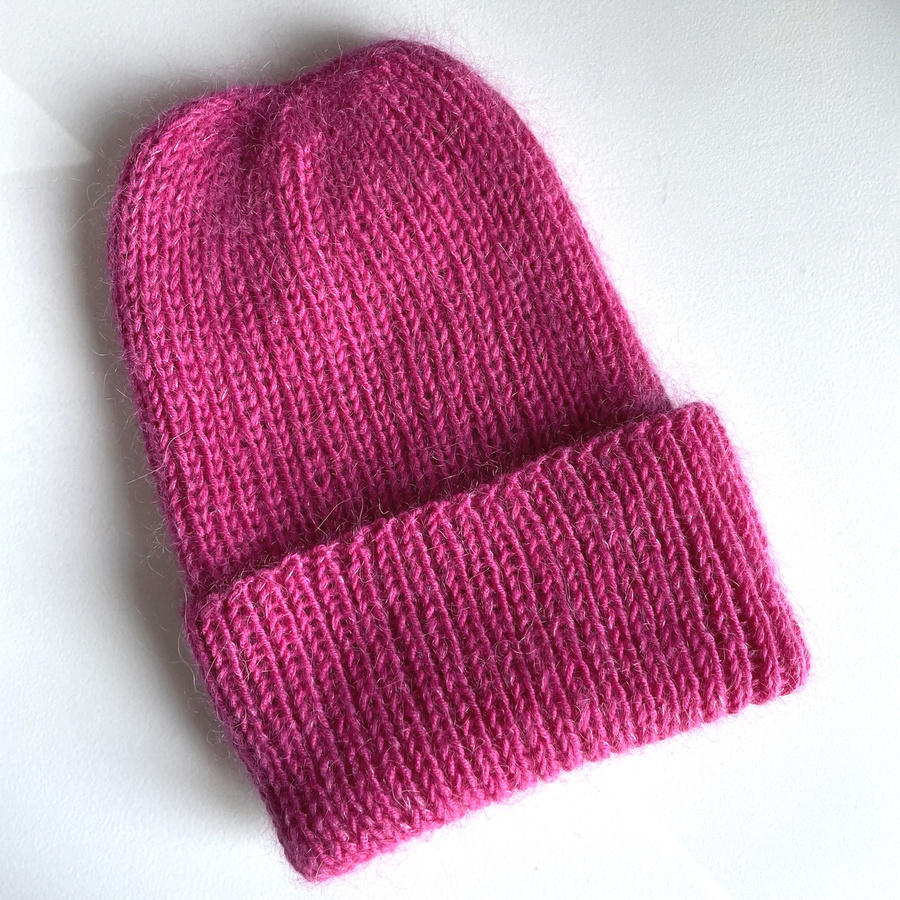 AUREA – ręcznie robiona ciepła czapka beanie baby merino + moher i jedwab damska / dziecięca 08/13 Fuksja