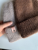 AUREA – czapka beanie handmade baby merino + moher i jedwab 52/35 Czekolada